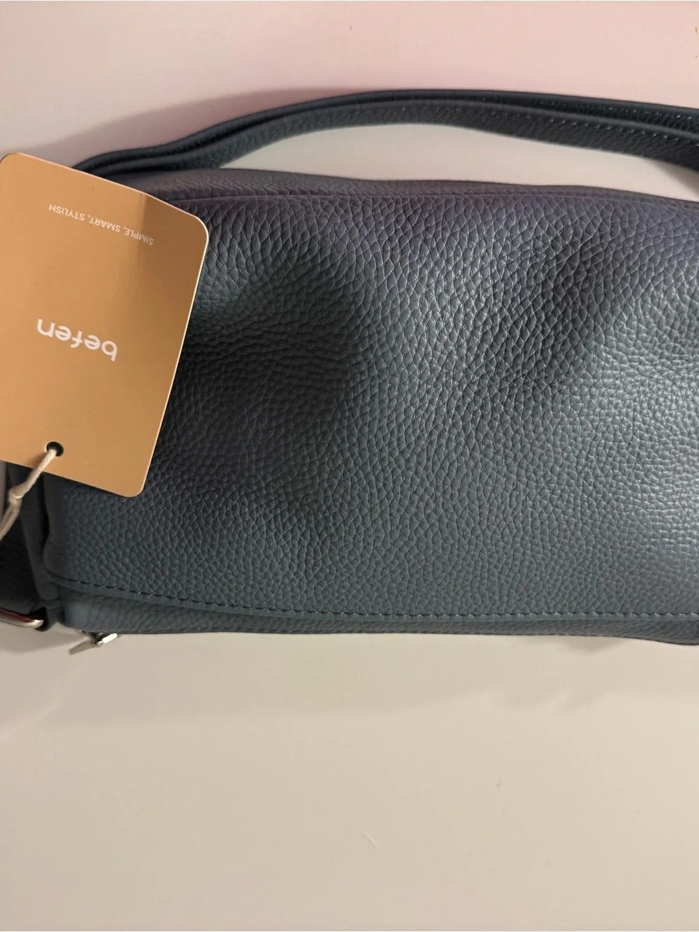 Women's Pebbled Leather Crossbody Bag - Slate Blue